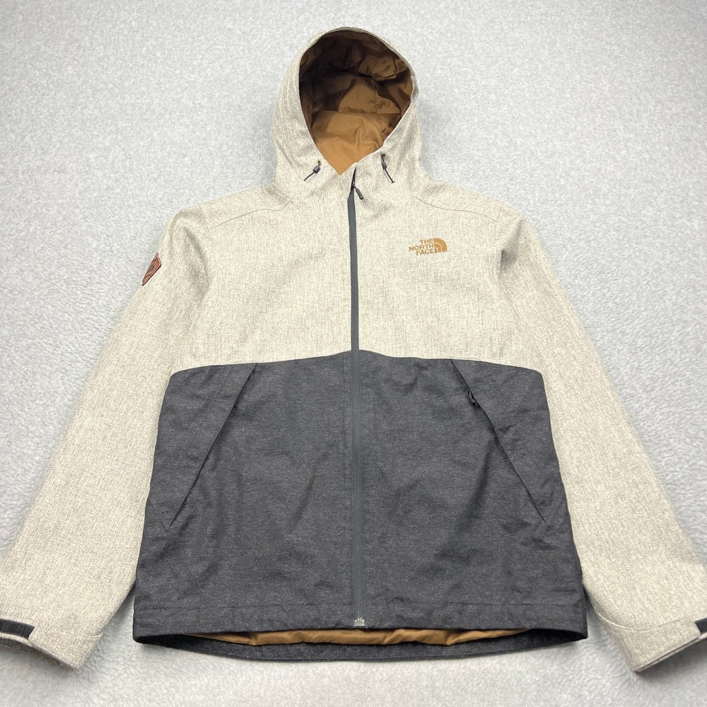 North Face Millerton Jacket Mens Medium Gray Colorblock DryVent Hooded Rain Coat